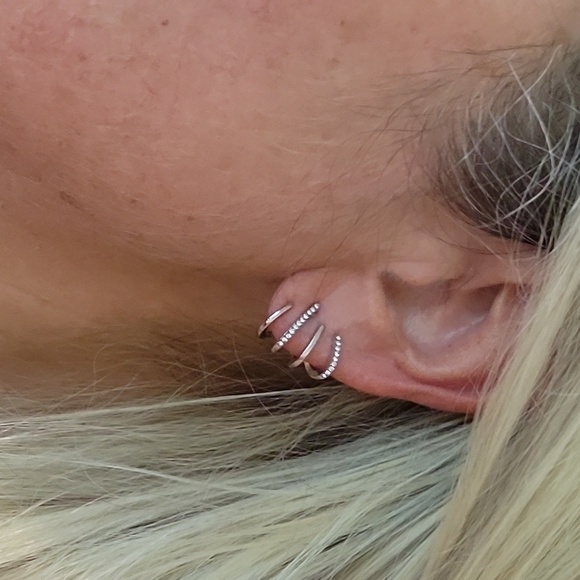 SPARKLE HUGGIE CLAW EARRINGS, Choice of Color - Picture 4 of 5